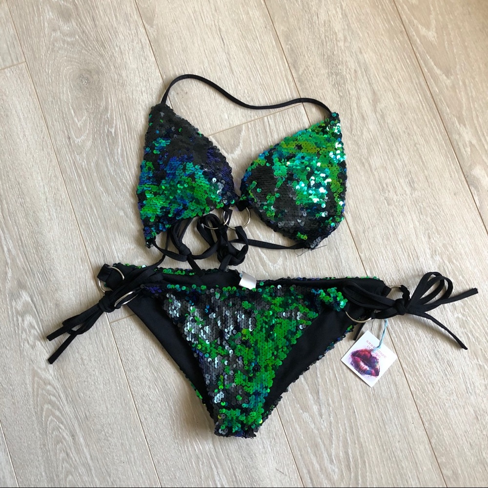 S.R.B. Boutique Sequined Bikini Set Aquaman Shiny